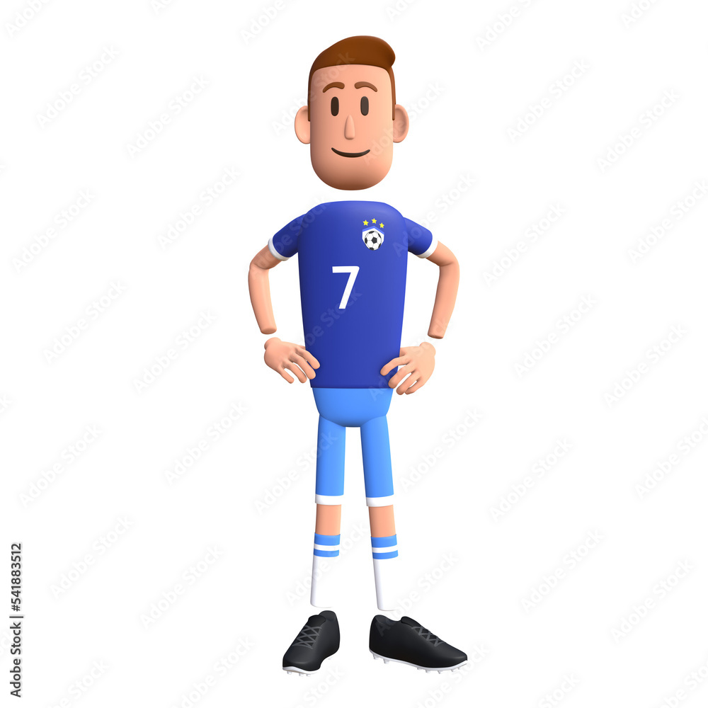 Soccer player 3D character. Football player winning celebration