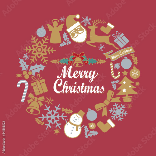 クリスマスリース　アイコンセット　イラスト
