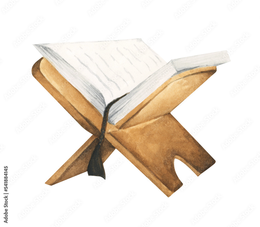 Εκτύπωση καμβά The holy Quran set on book holder with rosary