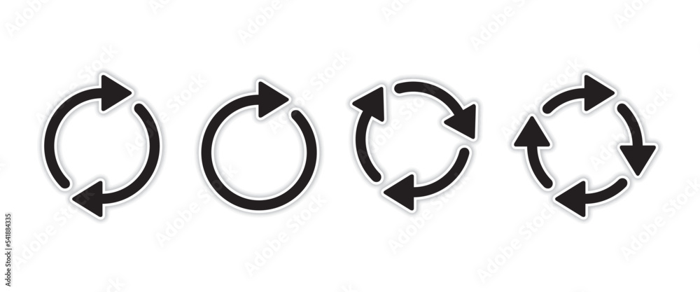 Fototapeta premium Arrows. Set of circle arrow vector icons. Refresh and reload the arrow icon collection. Recycle icon is simple. Circular vector arrows. Arrows right flat sign. Recycle Arrow icon.