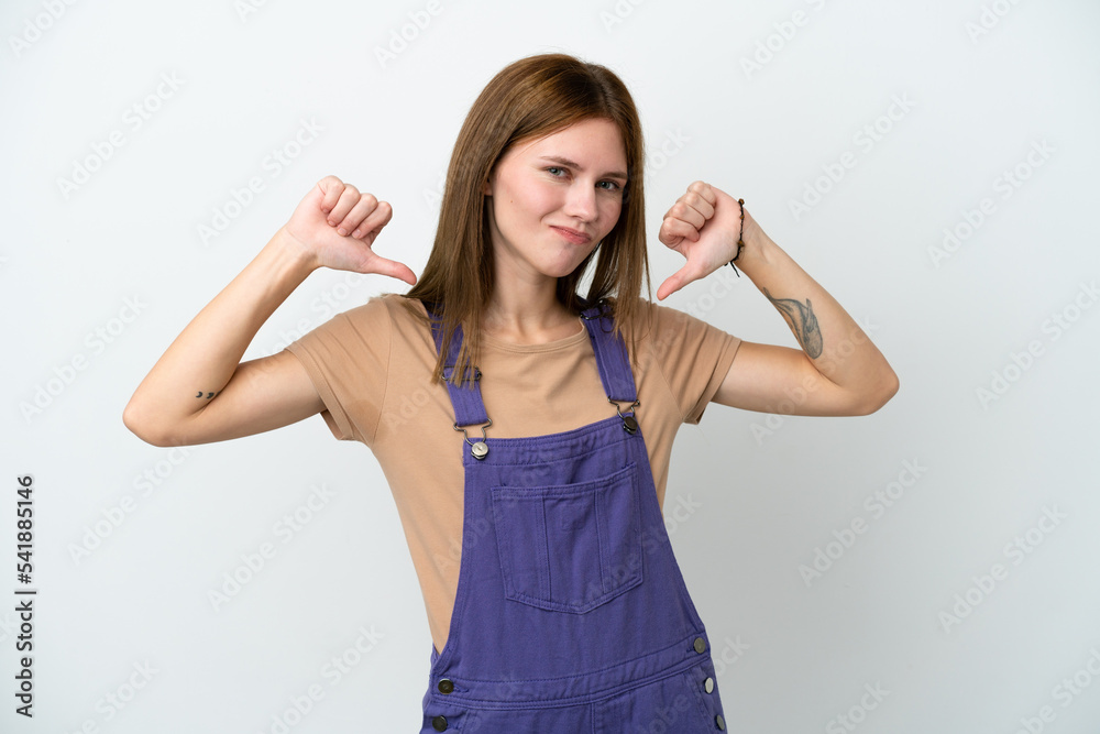 Young English woman isolated on white background proud and self-satisfied Young English woman isolated on white background proud and self-satisfied