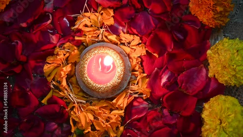 Diya decoration at an Indian house on the auspicious day of Great Indian Festival Diwali   photo