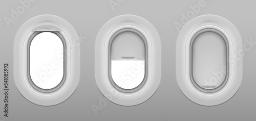 Set of realistic window of airplane. Vector illustration.