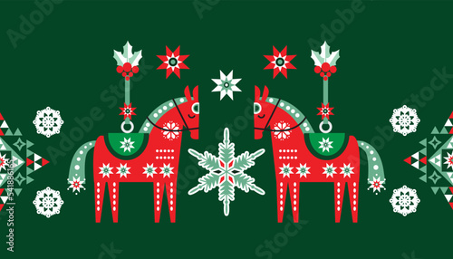 Christmas border nordic  pattern  template design  festive background 