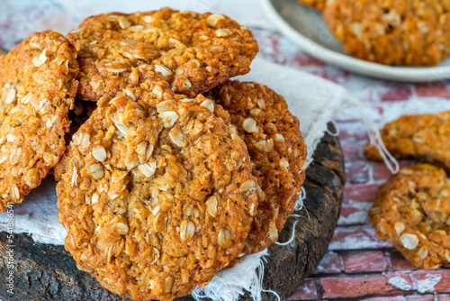 Quadro su tela Anzac biscuits - traditional sweet Australian oatmeal and coconut cookies