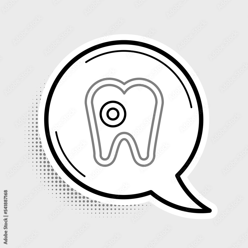 Line Tooth with caries icon isolated on grey background. Tooth decay. Colorful outline concept. Vector Line Tooth with caries icon isolated on grey background. Tooth decay. Colorful outline concept. Vector