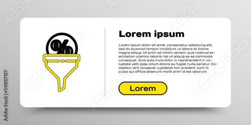 Line Lead management icon isolated on white background. Funnel with discount percent. Target client business concept. Colorful outline concept. Vector