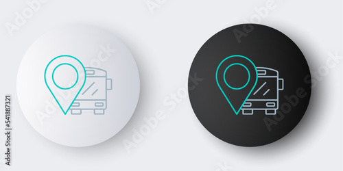 Line Location with bus icon isolated on grey background. Transportation concept. Bus tour transport sign. Tourism or public vehicle symbol. Colorful outline concept. Vector