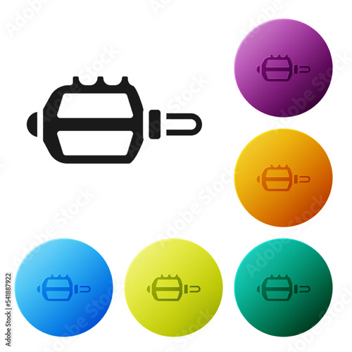 Black Bicycle pedal icon isolated on white background. Set icons in color circle buttons. Vector