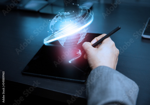Smart hand write tablet futuristic connection technology