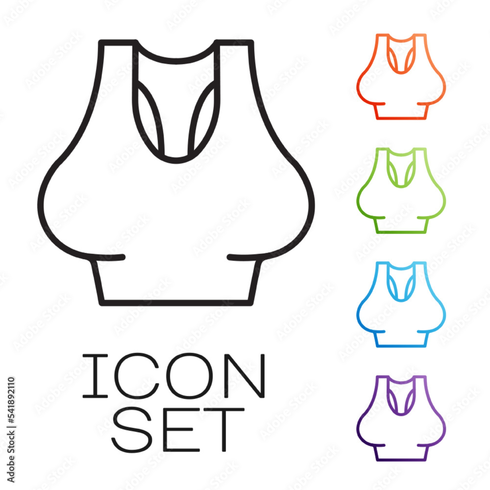 Black line Undershirt icon isolated on white background. Set icons colorful. Vector