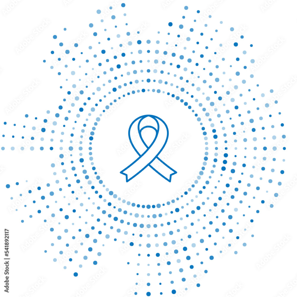 Blue line Awareness ribbon icon isolated on white background. Public awareness to disability, medical conditions and health. Abstract circle random dots. Vector Blue line Awareness ribbon icon isolated on white background. Public awareness to disability, medical conditions and health. Abstract circle random dots. Vector