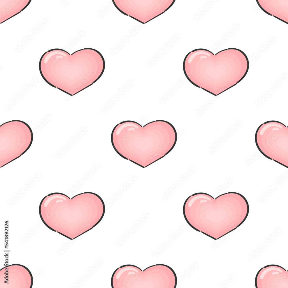 Pink Heart Shaped Valentine Day seamless pattern background for fashion textiles, graphics
