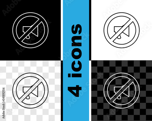 Set line Censored stamp icon isolated on black and white, transparent background. Vector