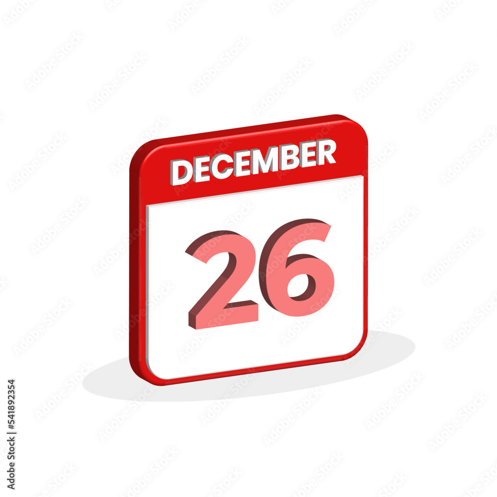 26th-december-calendar-3d-icon-3d-december-26-calendar-date-month-icon-vector-illustrator-stock-vector-adobe-stock