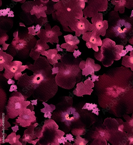 watercolor seamless botanical pattern. beautiful elegant autumn leaves and flowers 