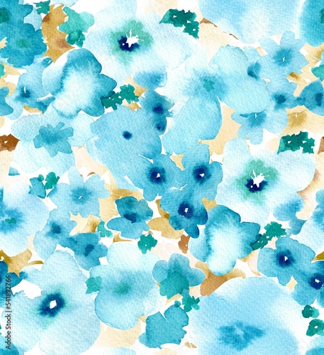 watercolor seamless botanical pattern. beautiful elegant autumn leaves and flowers 