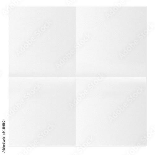 Biała pusta składana kwadratowa karty. Czysty arkusz papieru. Zagięcia na kartce.