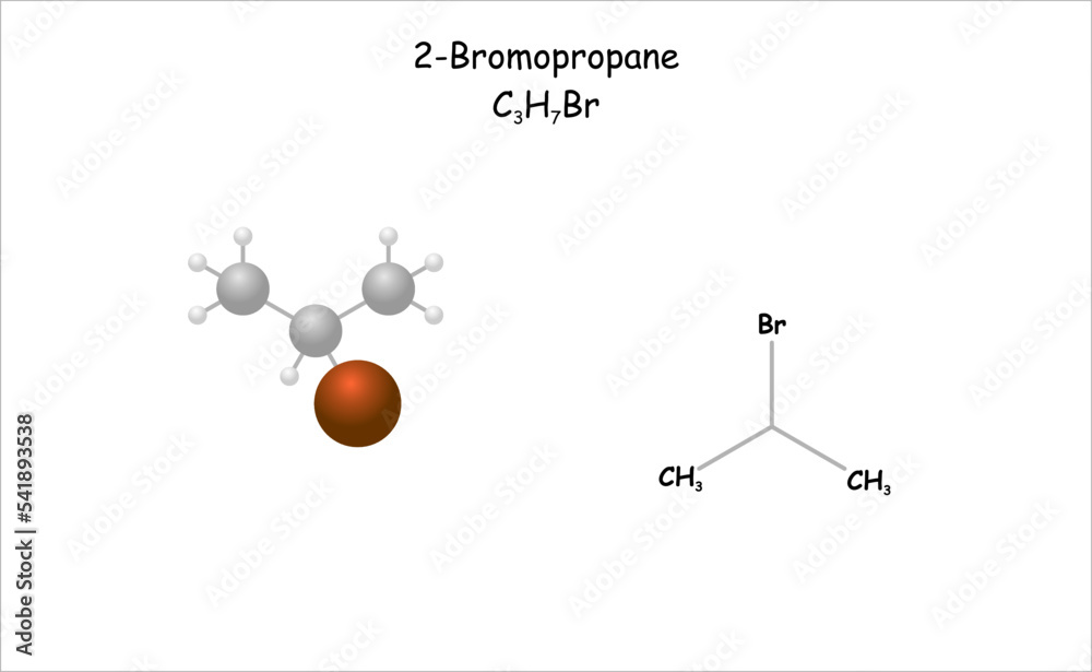 Stylized Molecule Model structural Formula Of 2 Bromopropane Stock stylized-molecule-model-structural-formula-of-2-bromopropane-stock