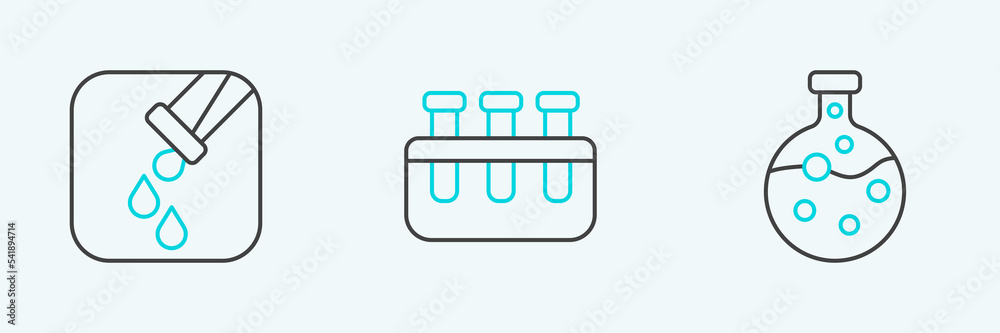 Set line Test tube and flask, and icon. Vector Set line Test tube and flask, and icon. Vector
