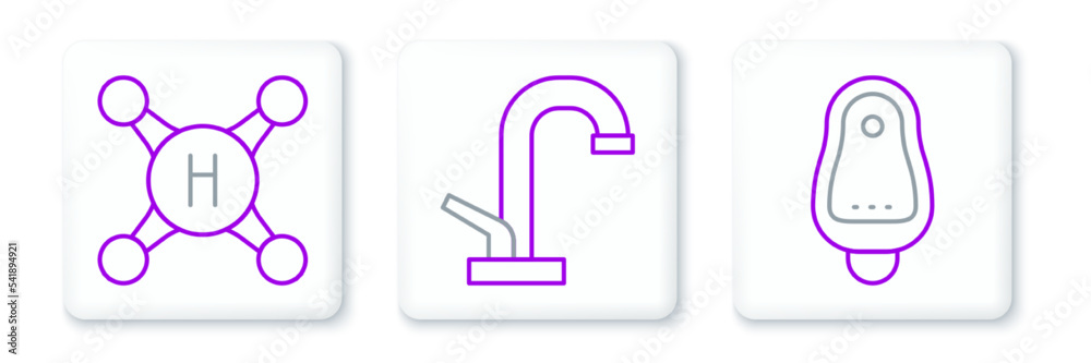 Set line Toilet urinal or pissoir, Water tap and icon. Vector Set line Toilet urinal or pissoir, Water tap and icon. Vector