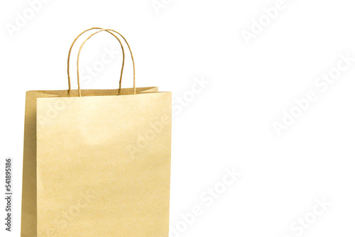 close-up Brown paper bag isolated on white background