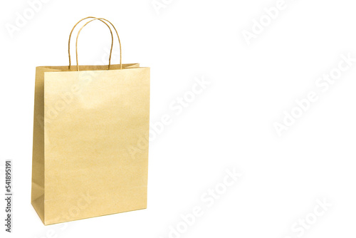 close-up Brown paper bag isolated on white background