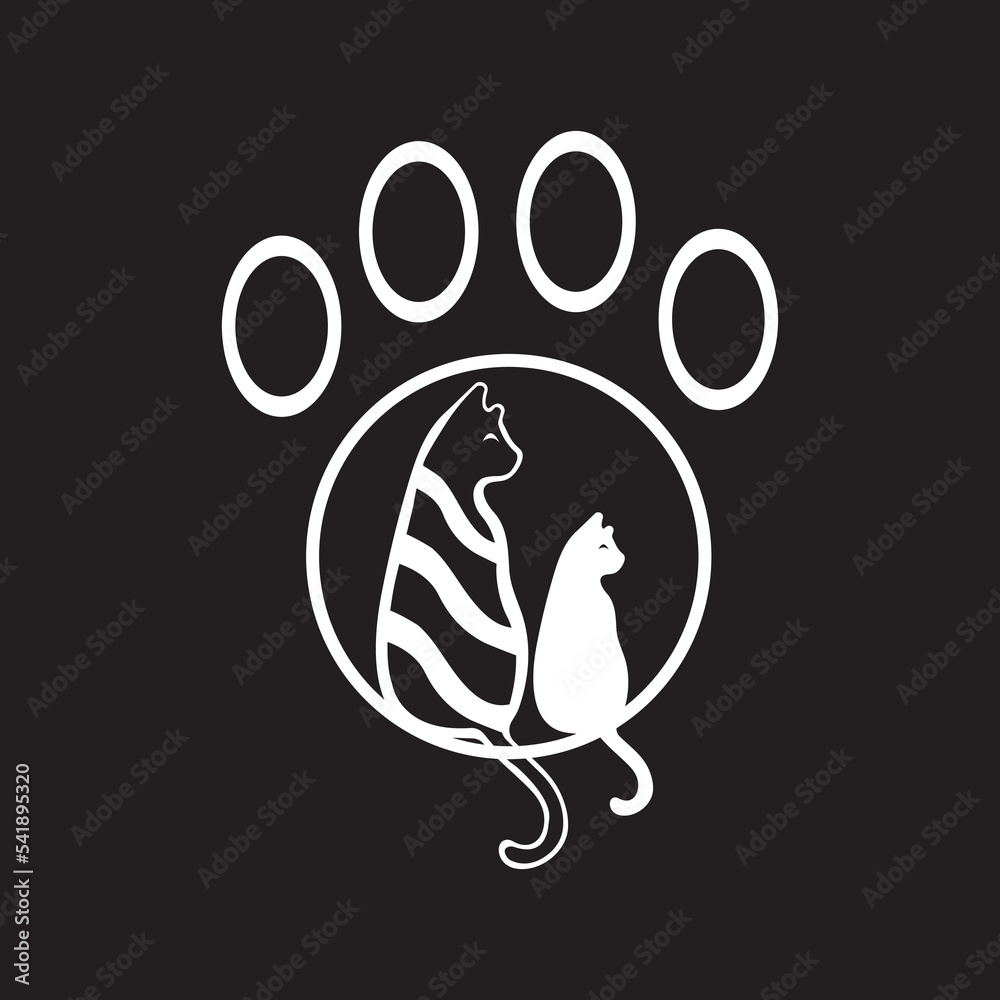 Pet cat animal logo design 