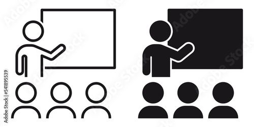 ofvs199 OutlineFilledVectorSign ofvs - training and workshop vector icon . presentation, meeting, seminar, planning . isolated transparent . black outline and filled version . AI 10 / EPS 10 . g11539
