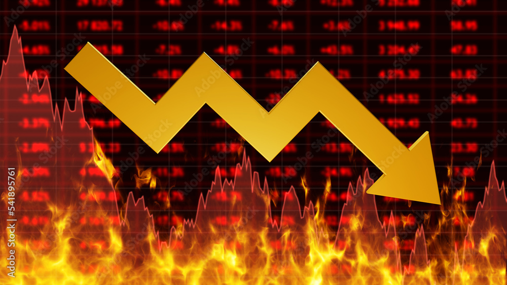 Stock market crash bear market concept. Submitting chart before quotes