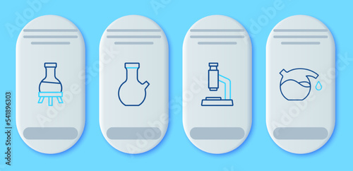 Set line Test tube  Microscope  and icon. Vector