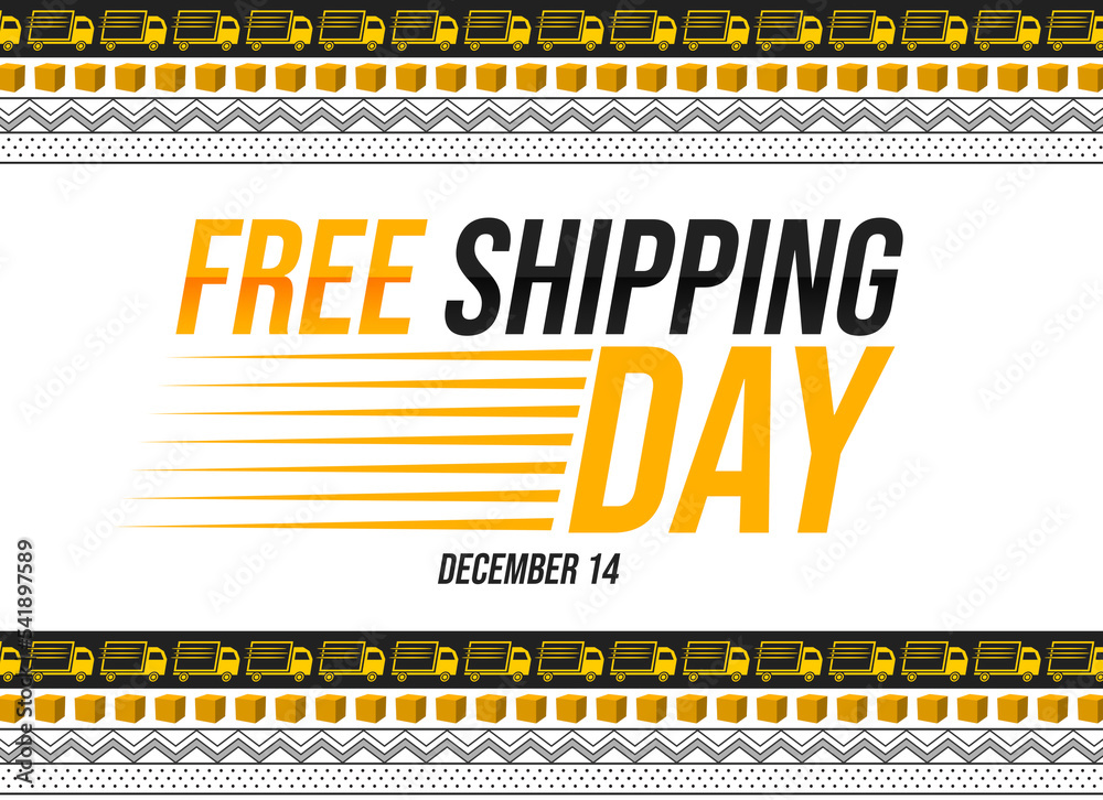 Free Shipping Day Wallpaper with Typography and shipping symbols inside