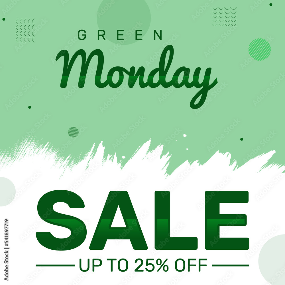 Green Monday Sale Offer Banner designs up to fifty percent off