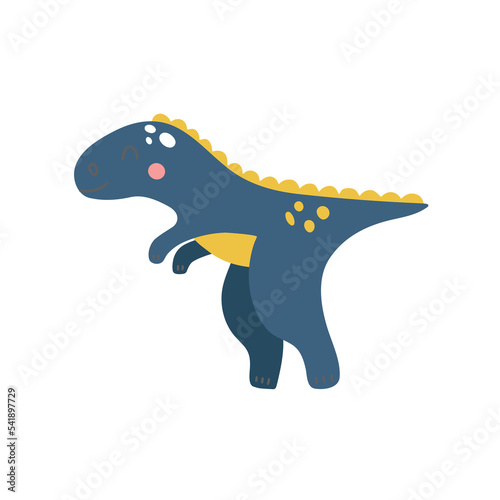 Cute dinosaur in doodle style. Vector illustration on a white background for decorating a children's room and textiles.