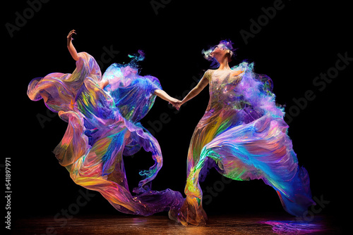 Ethereal dancers of light, smoke and water