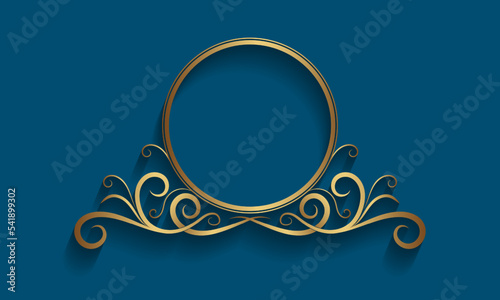 brand name ornament, gold border