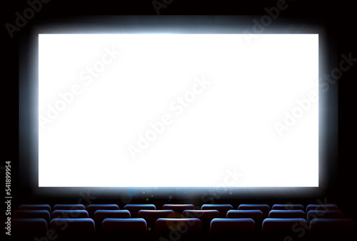 A movie screen in a cinema theater or theatre background
