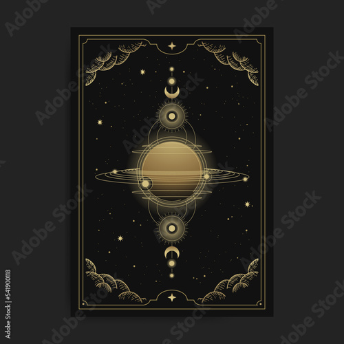 Cosmic star, moon and planets and their orbits
