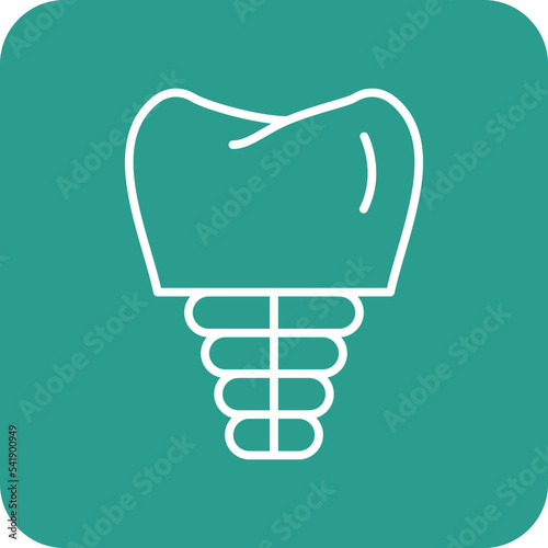 Dental Implant Line Round Corner Background Icon