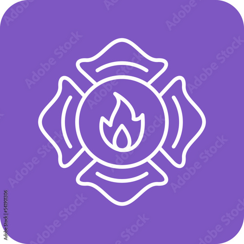 Firefighter Badge Line Round Corner Background Icon
