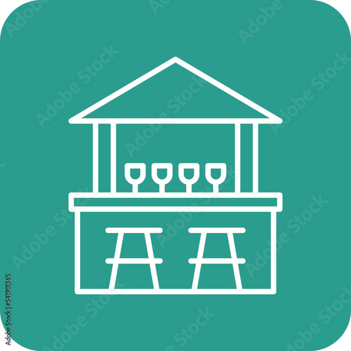 Beach Bar Line Round Corner Background Icon