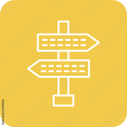 Direction Line Round Corner Background Icon