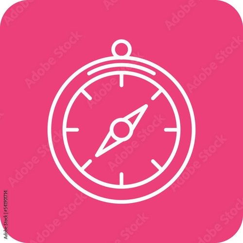 Compass Line Round Corner Background Icon