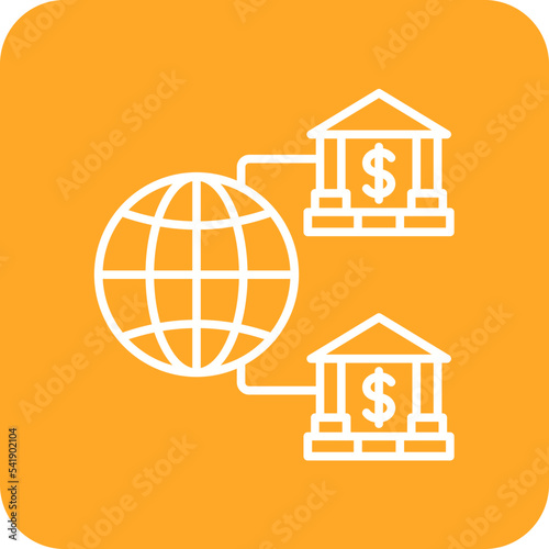 Internet Banking Line Round Corner Background Icon