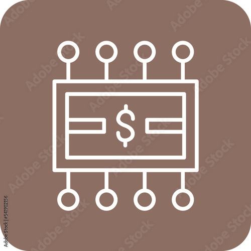 Money Network Line Round Corner Background Icon