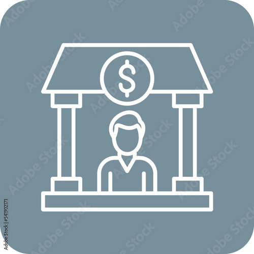 Personal Banking Line Round Corner Background Icon