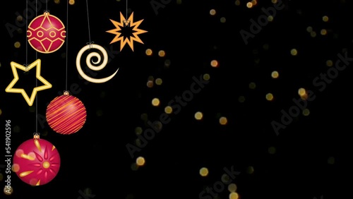 beautiful Christmas video with beautiful Christmas toys on a shiny background