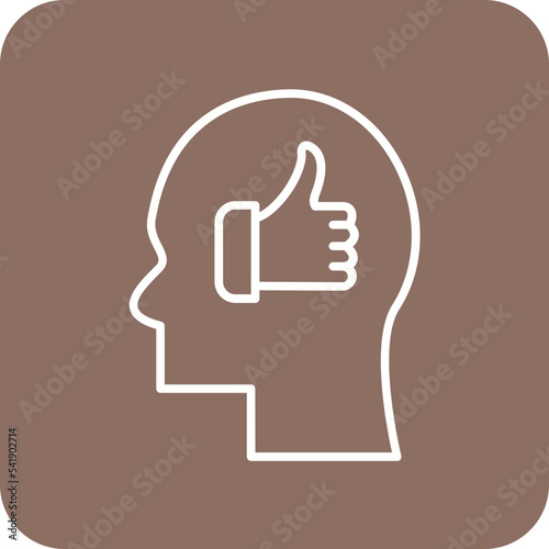 Positive Thinking Line Round Corner Background Icon