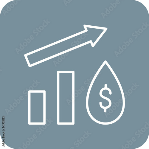 Oil Price Increase Line Round Corner Background Icon