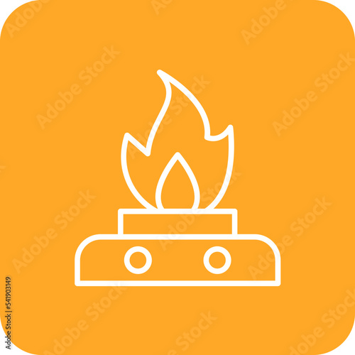 Oil Fire Line Round Corner Background Icon